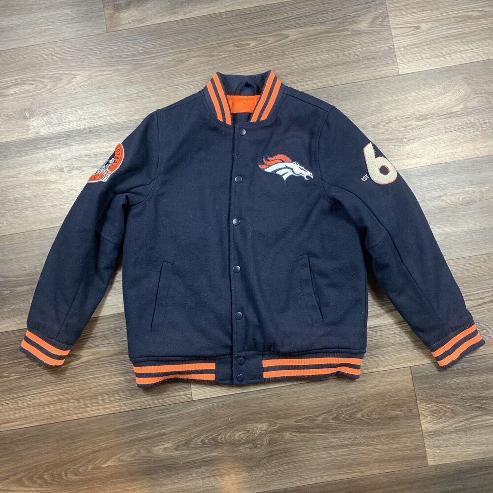 NFL Team Apparel Size L 14-16 Denver Broncos Coat Jacket Blue Youth